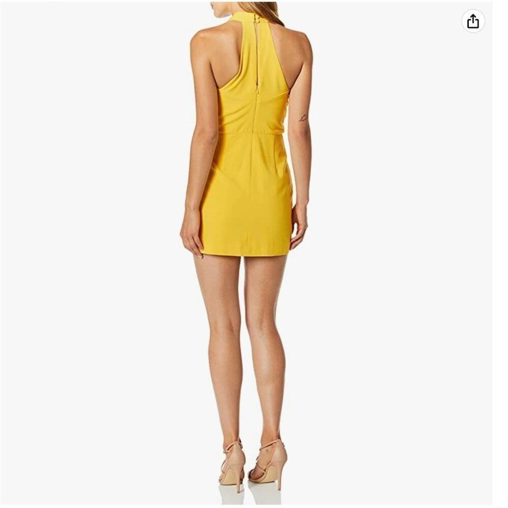 Halston Heritage Sunshine Sleeveless Wrap-Neck Fitted Dress Size 6 soft crepe